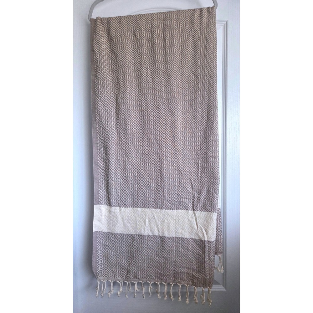 AYIN Genuine Turkish Towel Organic Aegean Cotton Natural Flatwoven 39x70in - Picture 4 of 7